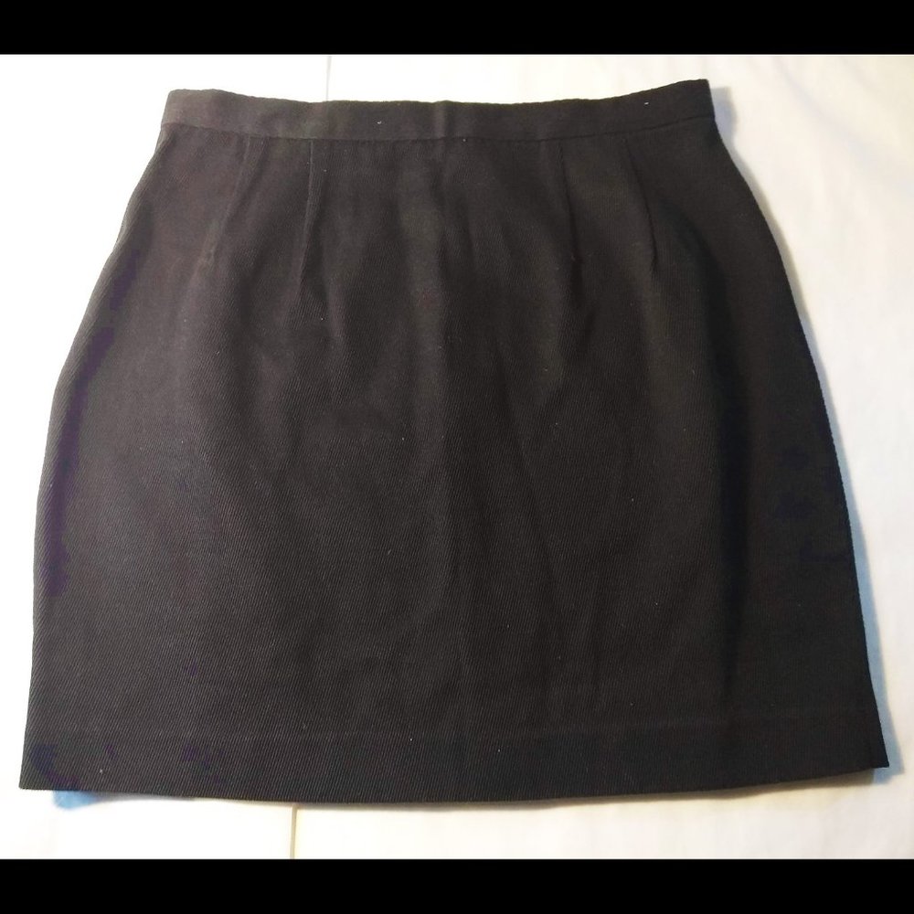 Vintage British Khaki black mini-skirt, size12,Y2K, EUC woven cotton twill